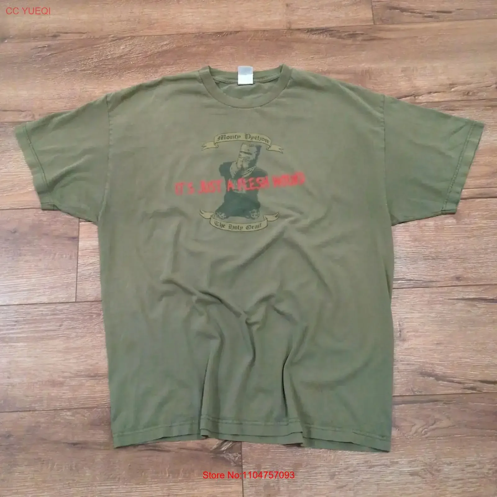 VTG Monty Python The Holy Grail Adult XXL T Shirt Olive Distressed Skater Promo vintage Washed Versatile streetwear Breathable