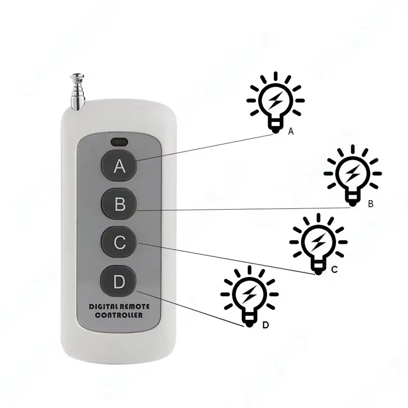 

EV1527 433MHZ 315MHZ High-power Remote Controller 1000m 1~8 Button Learn Code Garage Gate Door Opener Remote Control Switch 12V