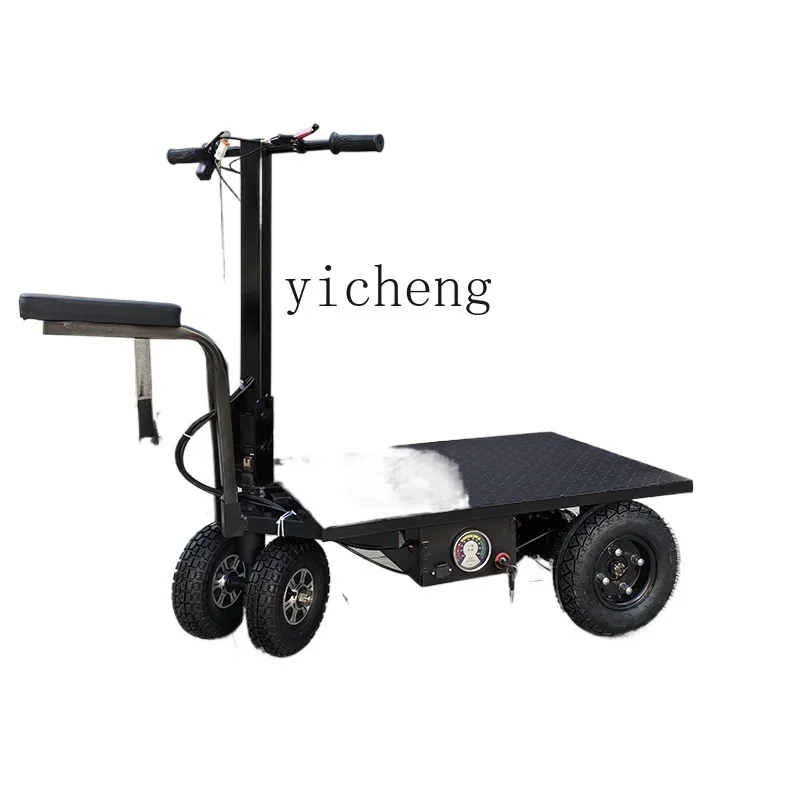 TQH electric flatbed truck construction site pulling goods can ride trolley household cement trolley agricultural foldable truck