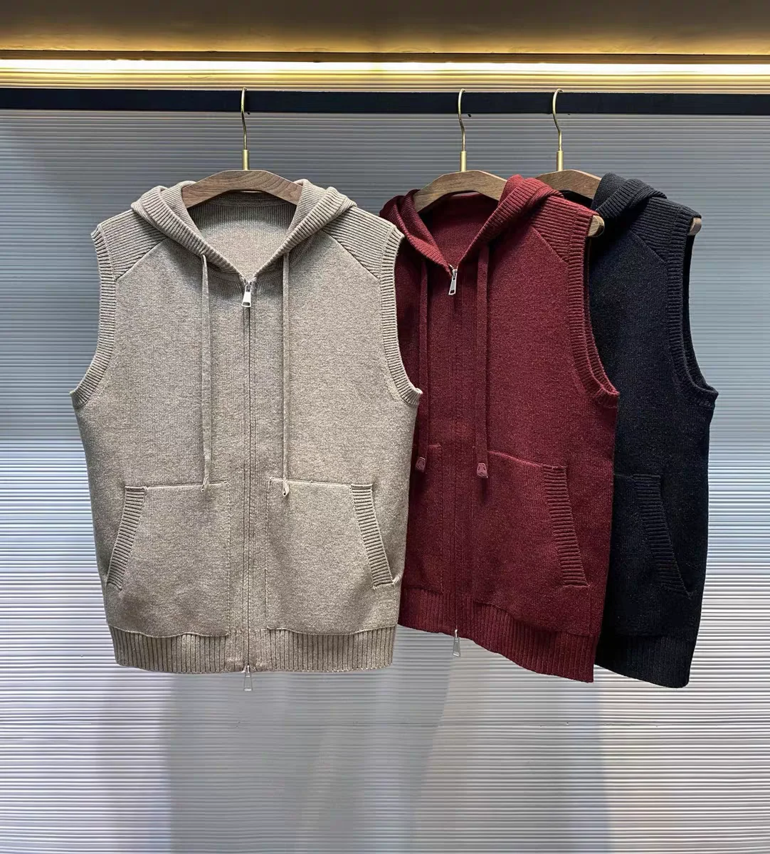 

Модный городской вязаный кардиган на молнии из пряжи, шерстяной жилет из смешанной шерсти, мужской осенне-зимний жилет стандартной посадки длиной до пола, топ