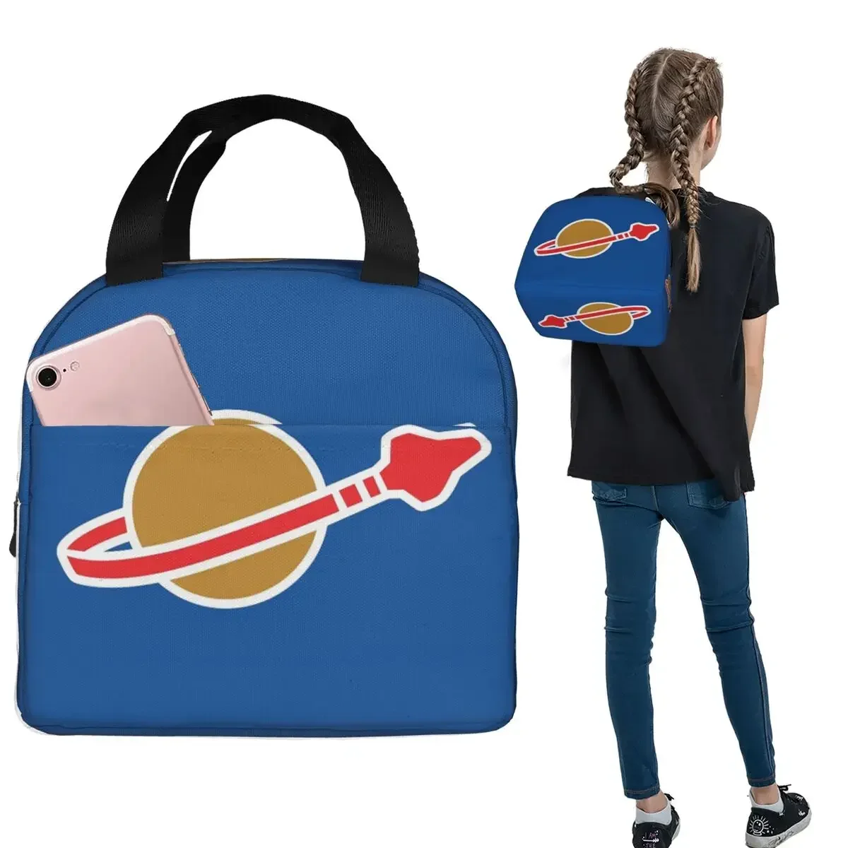 Classic Space Log Insulated Lunch Bag for Women Children Portable Food Boxes Thermal Lunch Box Tote