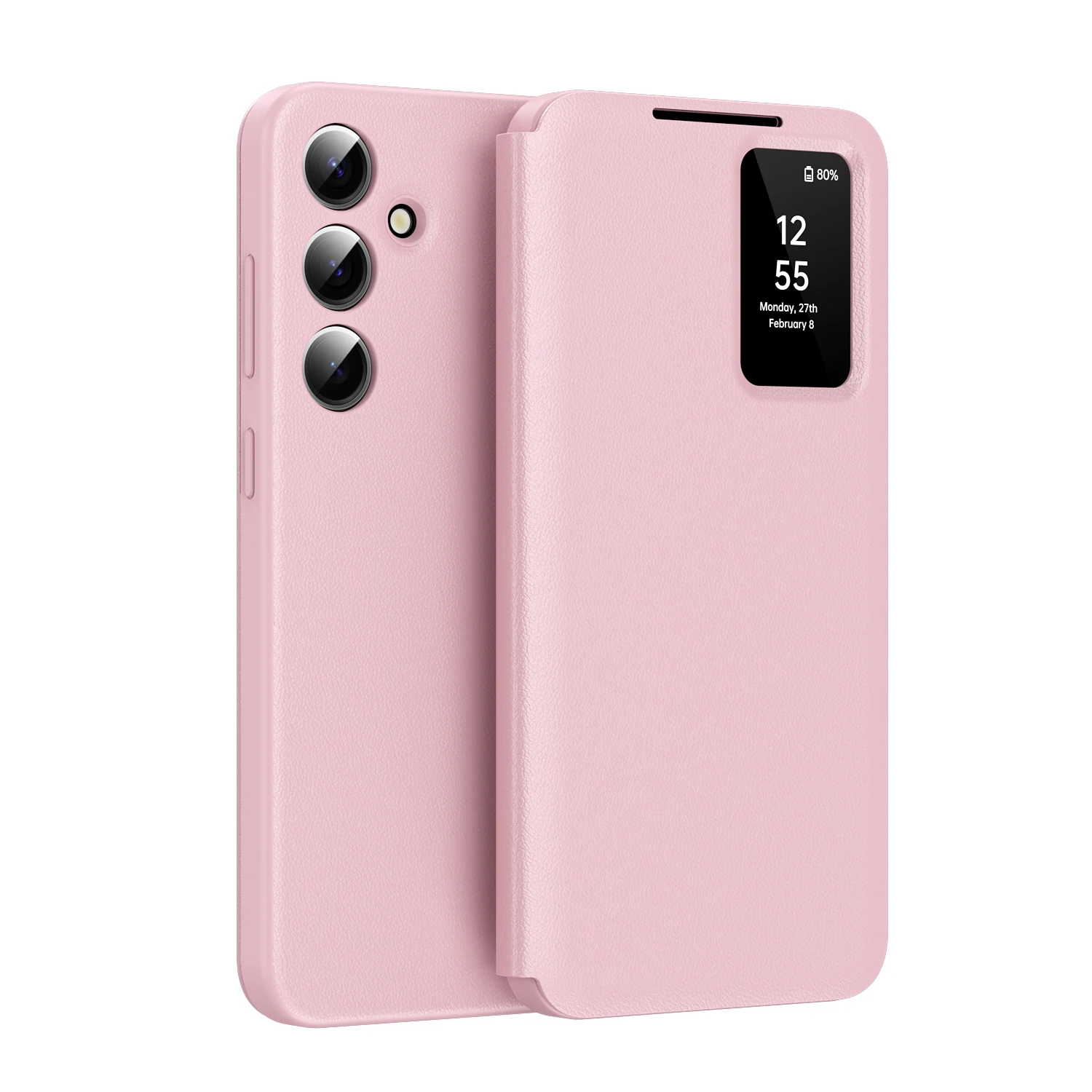 Originele Premium Lederen Portemonnee Kaarthouder Flip Case voor Samsung A57 A37 A17 A56 Wake Up/Sleep Smart Display Transparant Venster Cover