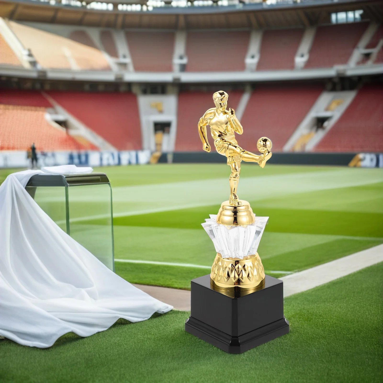 جائزة الكأس الذهبية مقاس 9.43 بوصة لبطولة كرة القدم من البلاستيك المفضل لحفلات كرة القدم للشباب وفريق الجوائز الرياضية #5