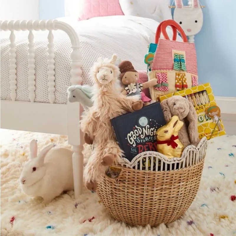 Woven Rattan Storage Basket for Clothes and Pants Large Capacity Laundry Hamper for Bedroom Closet Organization Home Decor