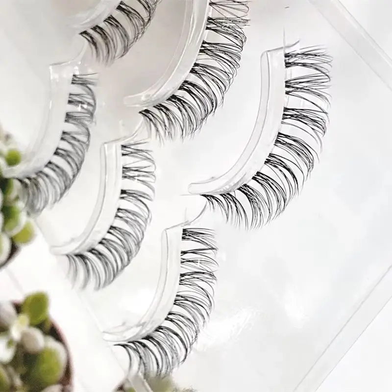 NEW 3Pairs Mink Lashes 3D Mink Eyelashes Invisible Band Natural Black Mink False Eyelash Full Strip Cilios Posticos Reusable