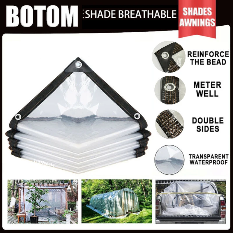 

Transparent Waterproof Tarpaulin Garden Rainproof Clear Poly Tarp Plant Cover Insulation Shed Cloth with Grommets