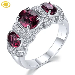 Natural Rhodolite Garnet Solid Sterling Silver Rings 2.5 Carats Genuine Gemstone Romantic Classic Fine Jewelry Design S925 Gifts