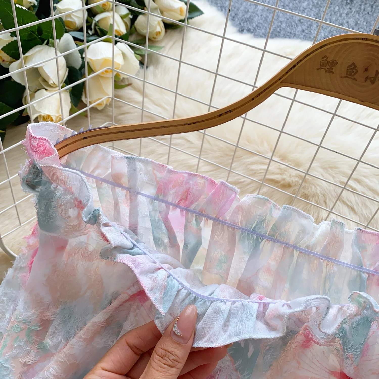 Chic Long Sleeve slash neck sweet Blouse Korean Fashion Pleated Crop Top Sexy Shirt Hotsweet Spring Women Clothes