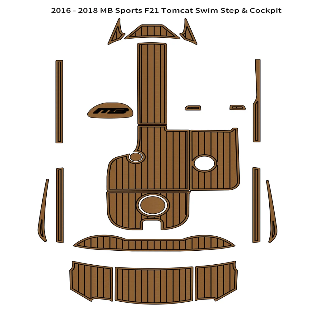 

2016-2018 MB Sports F21 Tomcat Swim Platform Cockpit Mat Boat EVA Teak Floor Pad