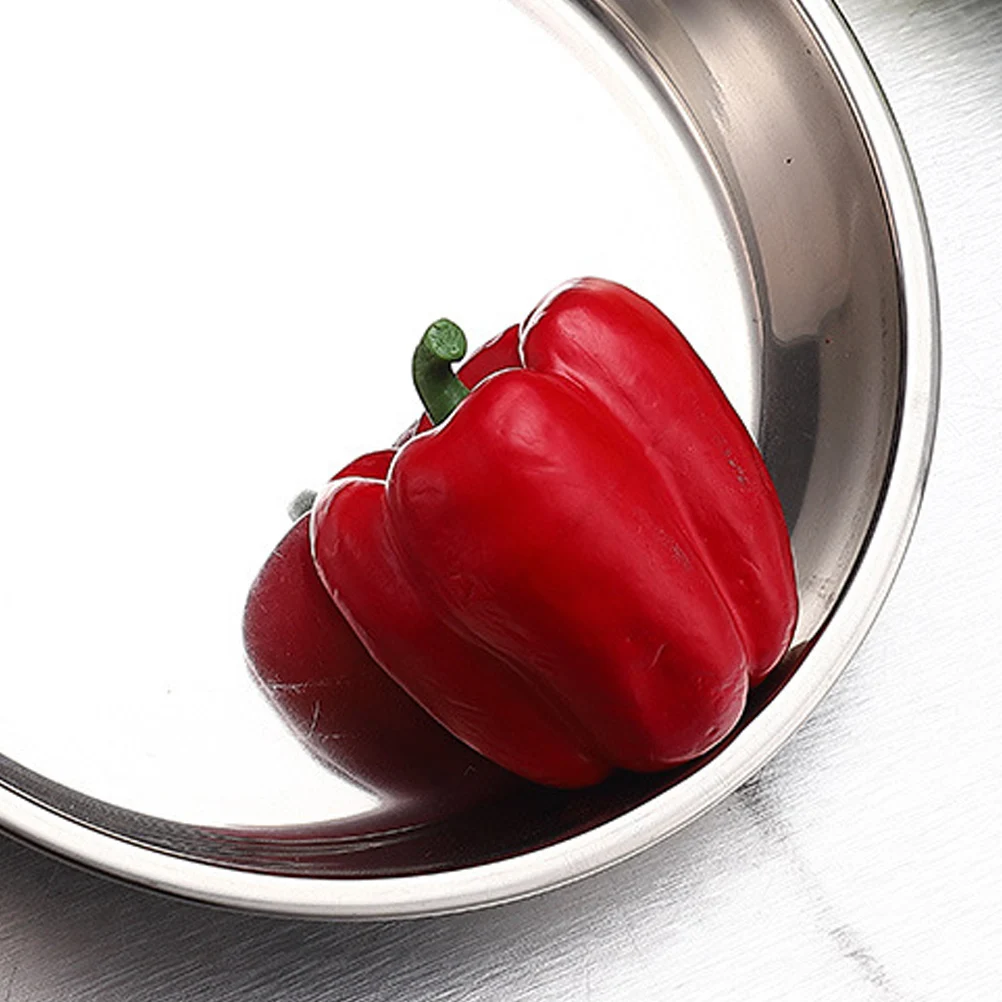 

24Cm Stainless Steel Flat Round Plate Non-Magnetic Portable Dish Fruit Plate Cake Baking Pan Kitchenware Set Outdoor Indoor Use