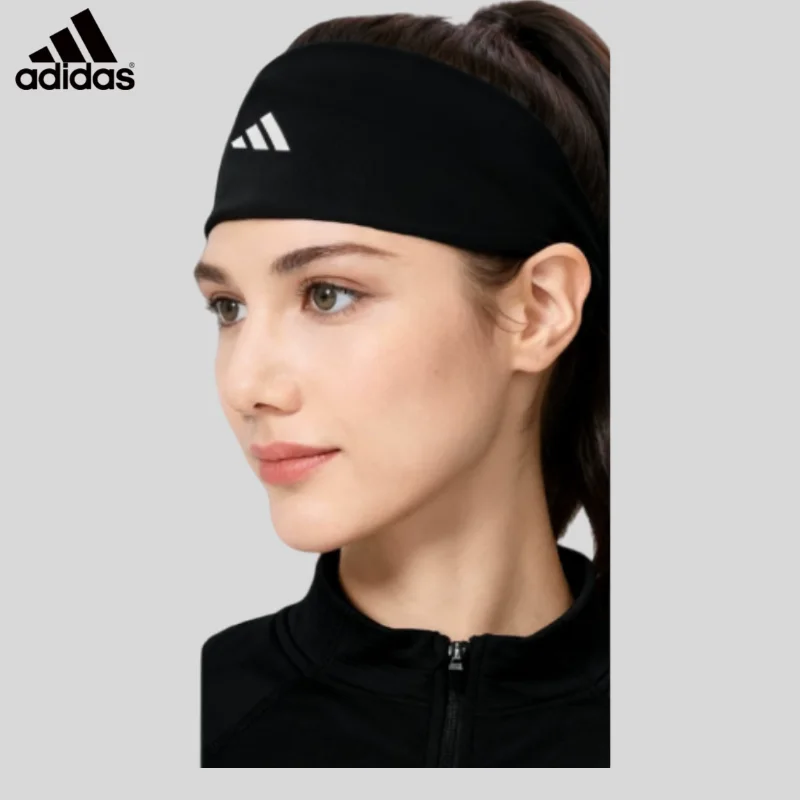 Adidas Sports Headband, Antiperspirant Headband, Sweat-absorbing Headscarf, Badminton Sweat Guide Belt for Women's ADAC-16300BK