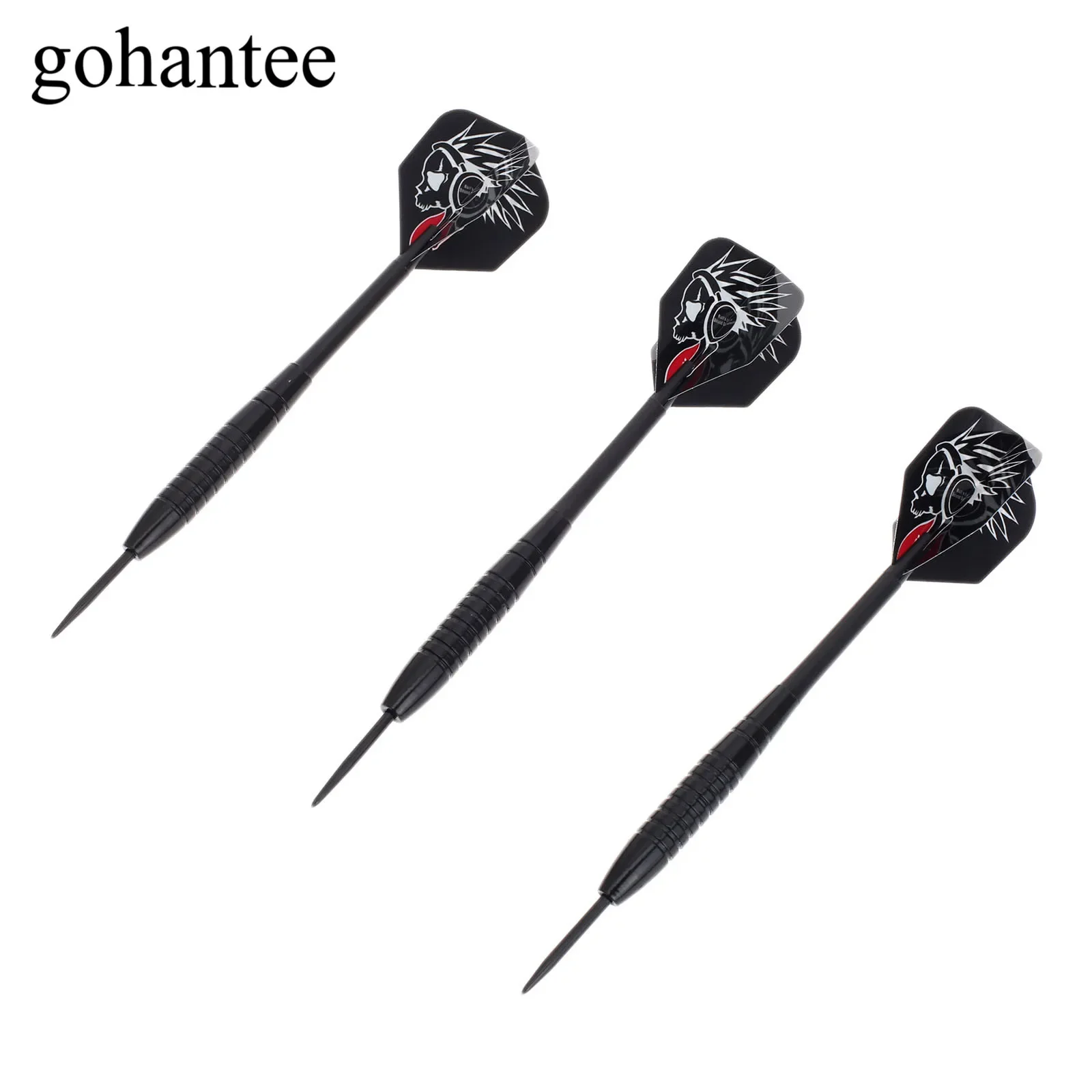 gohantee 3pcs 22g Standard Steel Needle Tip of Darts Plastic Shaft with Nice High Quanlity Laser Reflective Dart Flights Black