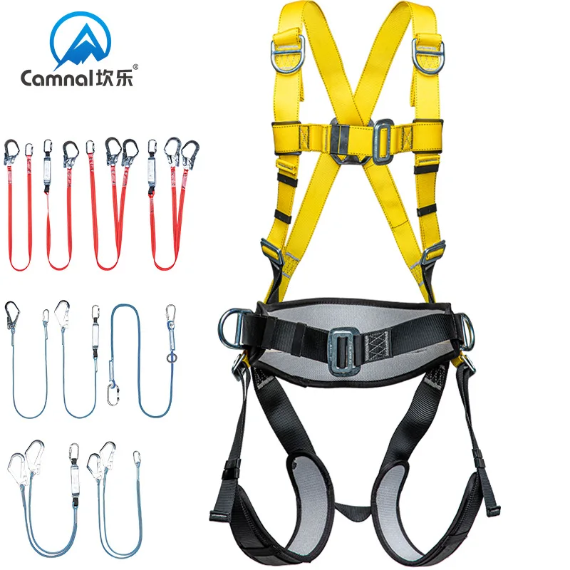 Cinturón de seguridad de cinco puntos de cuerpo completo con doble respaldo, trabajo aéreo, potencia de pared exterior, juego de piernas de cintura con amortiguador, P465