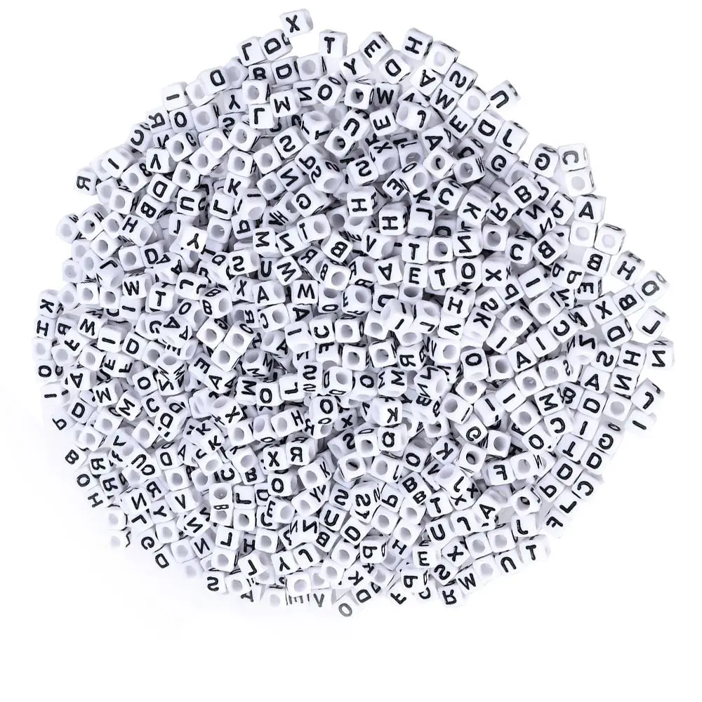 

800 Pieces Beads 6x6mm Acrylic Cube Letters for DIY Jewelry Crafts Cube Alphabet Beads Teaching Projects Party Games