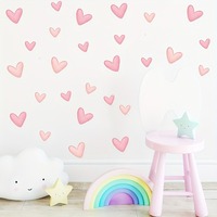 5 sheets pink heart-shaped wall stickers Heart shaped wall stickers Room bedroom wall stickers Home decoration
