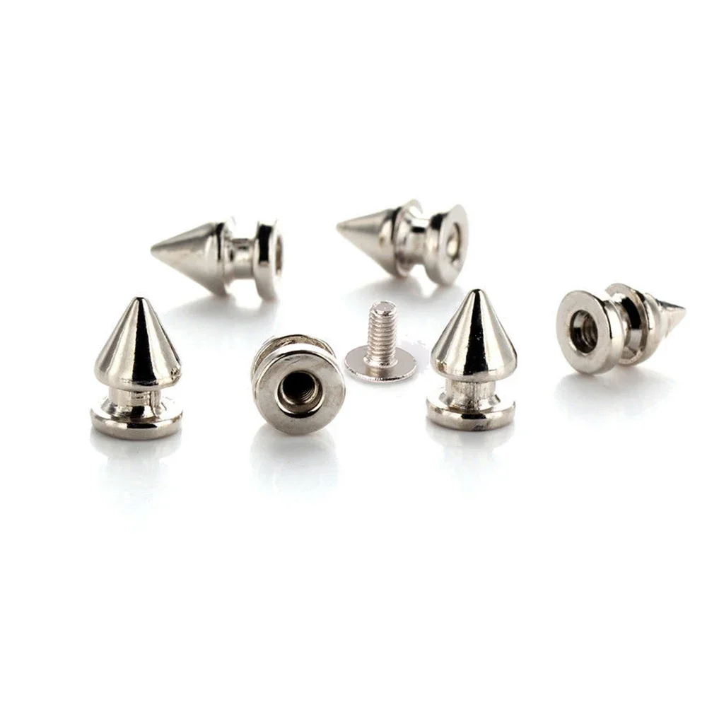 

100sets 8*12mm Silver Cone Spots Metal Studs Leathercraft Rivets Punk Spike Bullet Spikes Rivets for Leather Collar