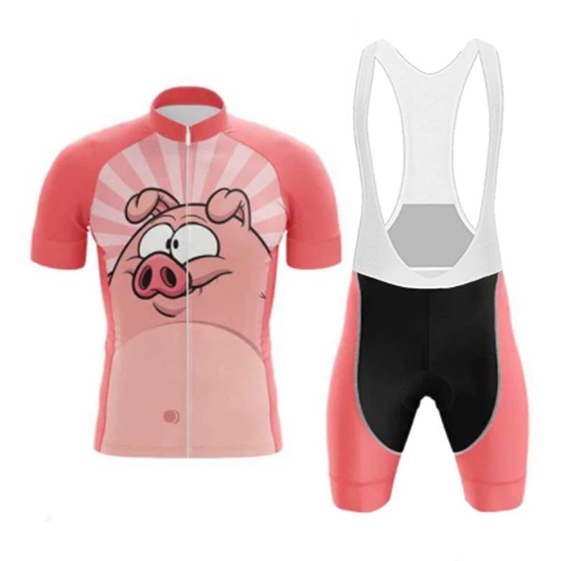 Cartoon Pink Pig Cycling Jersey Set 2022 Summer Bicycle Cycling Clothing MTB Bike Clothes Uniform Men Wear Maillot Ropa Ciclismo