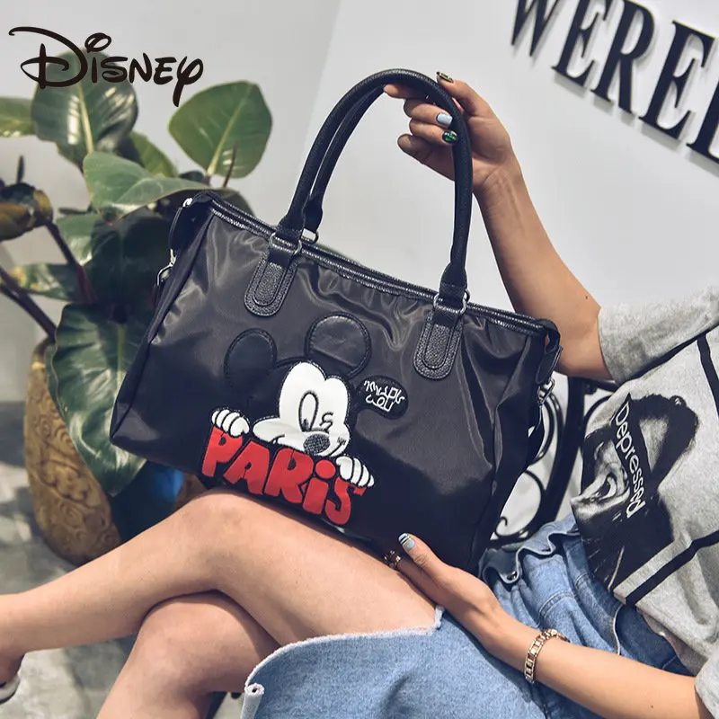 MINISO Disney Mickey Badge Short-distance Travel Bag Women\'s Large-capacity Casual Handbag Shoulder Bag Luggage Bag Fitness Bag