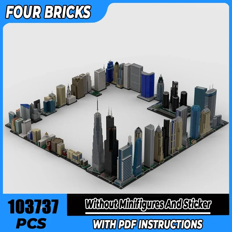 Moc Building Block The skyline of famous American building Technology Modular Brick Model  Gift Christmas Toys DIY Sets Assembly