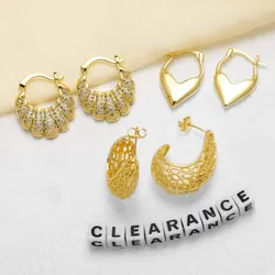 Clearance Earrings / 3Pairs Gold Plated Hoop Earrings for Women Simple Jewelry Gifts CER0085