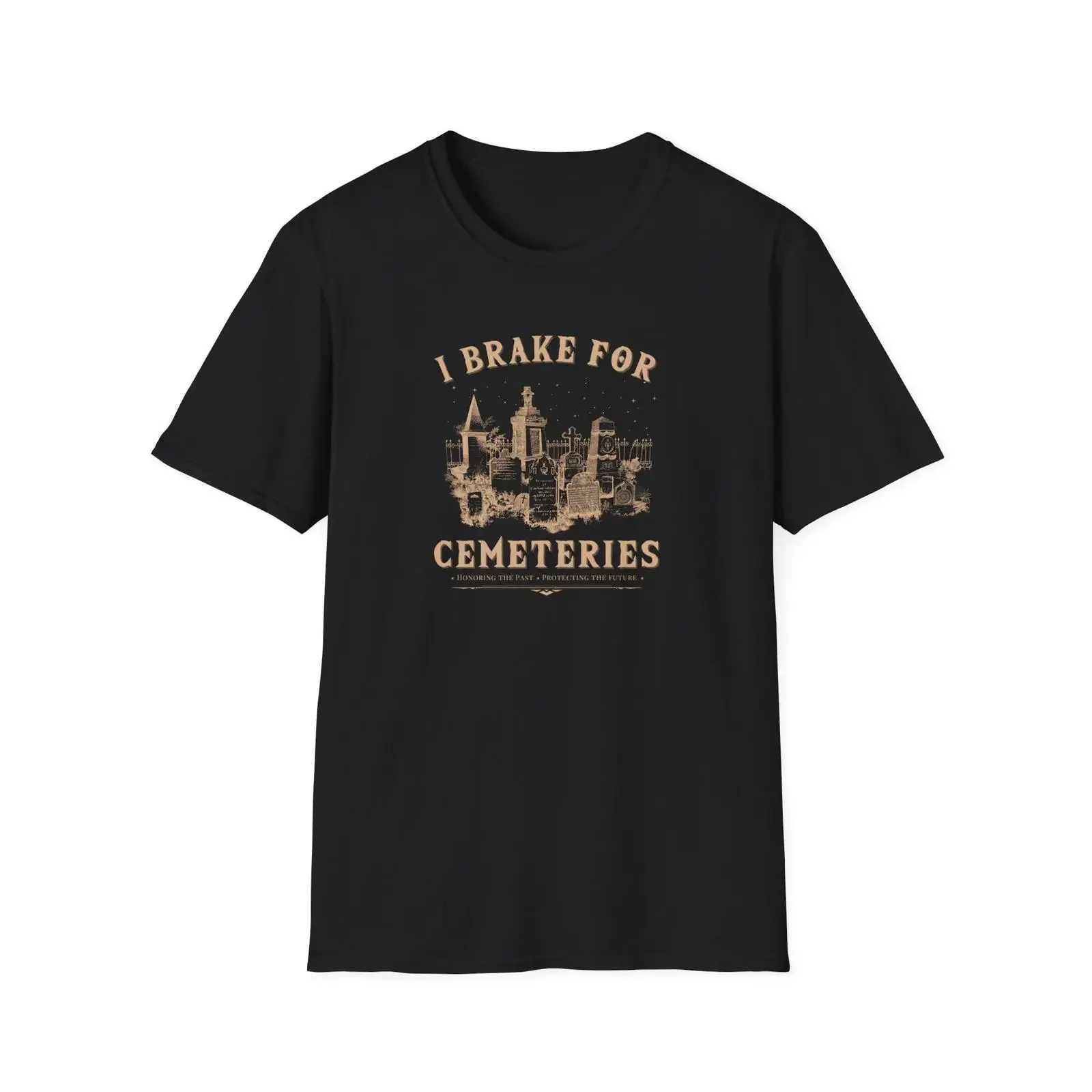 Vintage Cemetery T Shirt Gothic Graveyard Taphophile vintage Washed designer clothes Top For Everyday Wear Stretched Versatile
