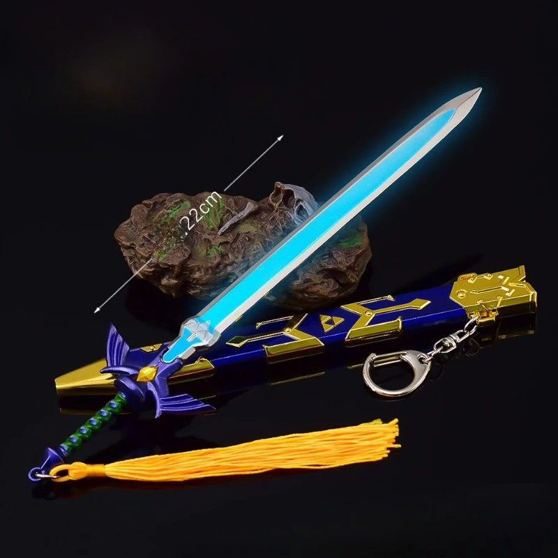 Porte-clés de jeu animé The Legend of Zeld, 22cm, Version d'essai final, épées Katana, modèle d'armes, figurines d'action en métal, jouets cadeaux pour enfants