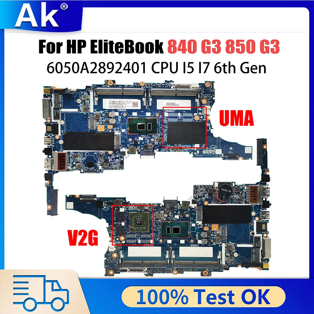 

6050A2892401 Mainboard For HP 840 G3 850 G3 Laptop Motherboard 903741-601 918315-601 917507-601 i5 6th Gen CPU