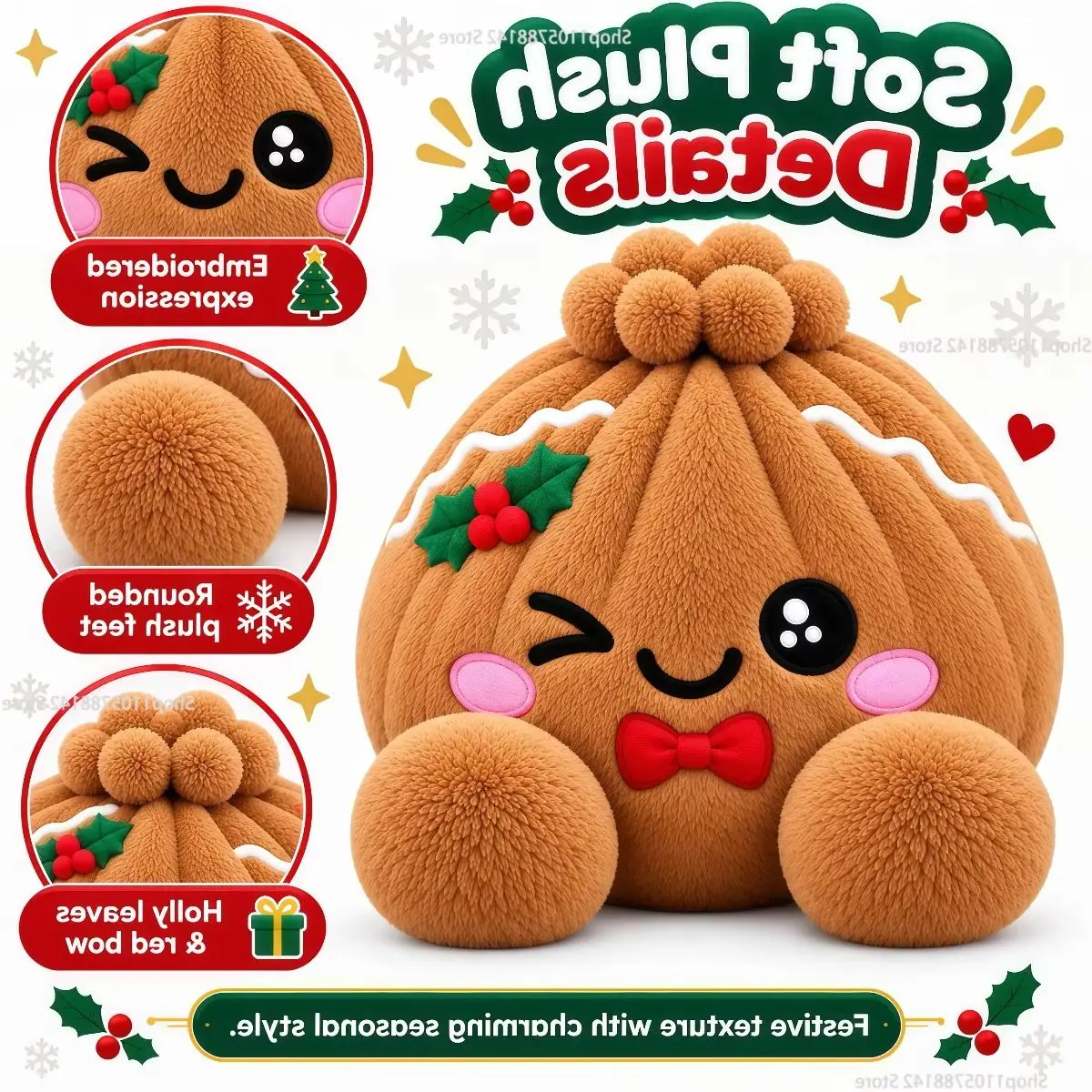 Cute Plush Stuffed Steamed Bun Pillow Christmas Squishies Dumpling Multi-ltem Party Sensory Stress Relief Decor Novelty Gift