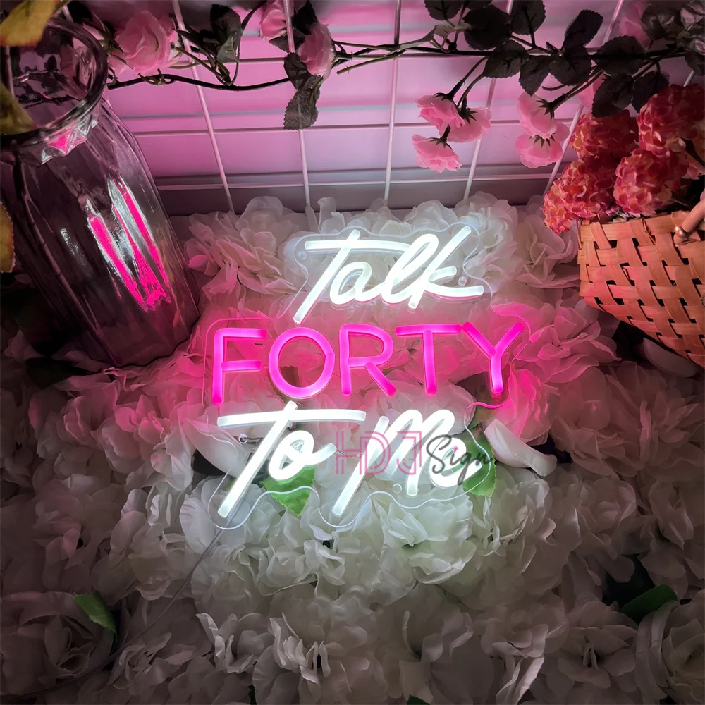 

Talk Forty to me неоновая вывеска светодиодная настенная вечеринка украшение на день рождения светодиодные неоновые огни вывеска домашний декор комнаты вывески подарки