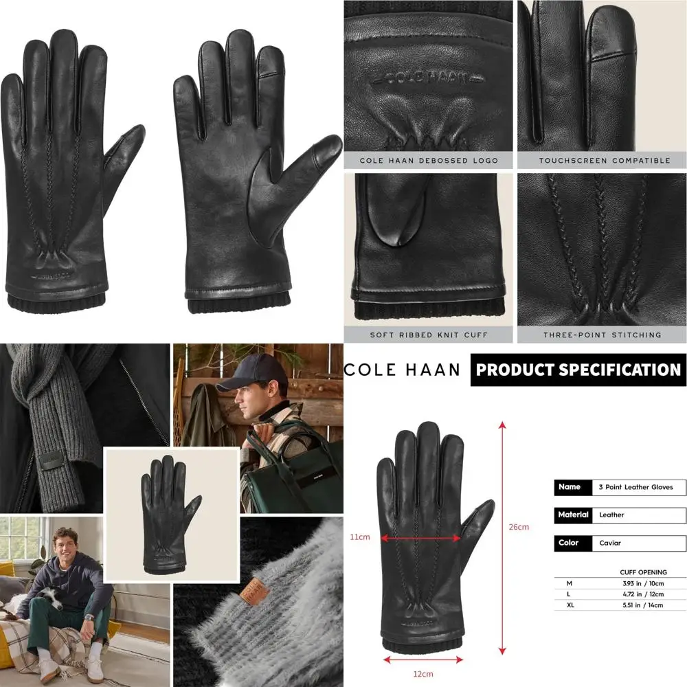 

Premium Leather Men's Gloves with Touchscreen Compatible Thumb and Index Finger for Enhanced Smartphone Use