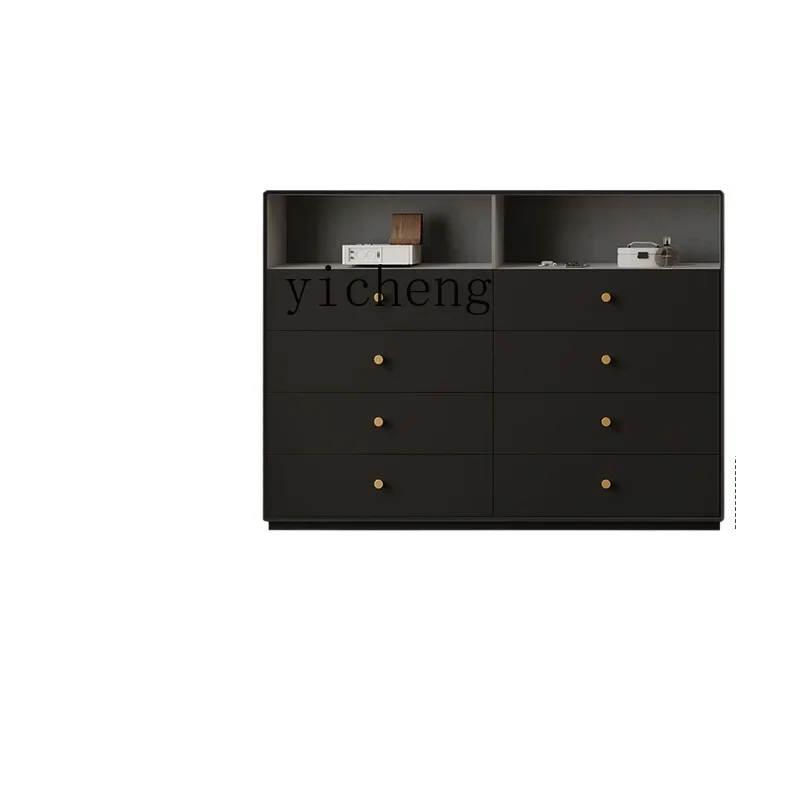 Extremely narrow side cabinet Deep ultra-thin cabinet Solid wood black living room against the wall French