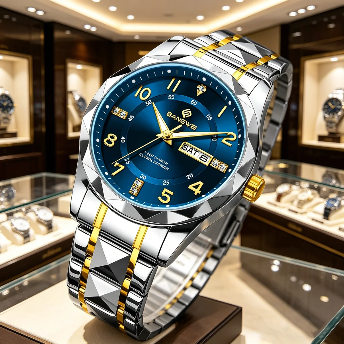 BANGWEI Fashion Men Watches High Quality Brand Luxury Watch Men Waterproof Week Date Clock Sports Watch Men Quartz Wristwatch