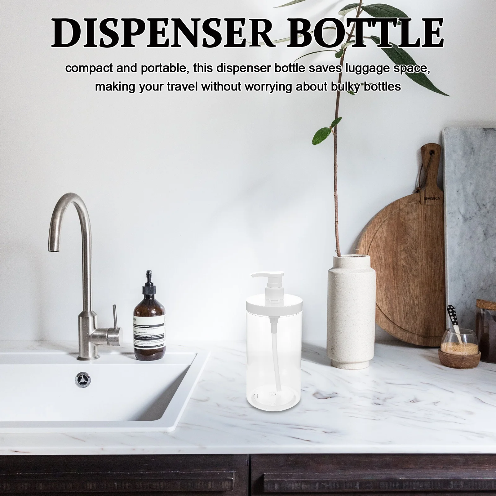 Garrafas dispensadoras de viagem 1000ml, bomba recarregável à prova de vazamento para lavagem corporal, shampoo, loção, portátil, recipiente de gel de banho vazio
