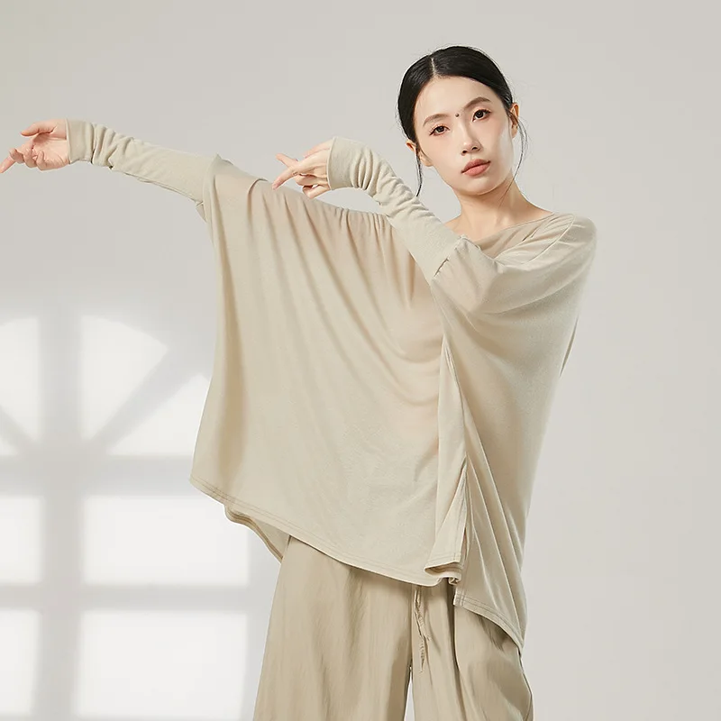 

Наряд для современного танца для повседневной одежды для девочек, топ с длинными рукавами, обтягивающая фигуру блузка для студентов-художников, классический танец