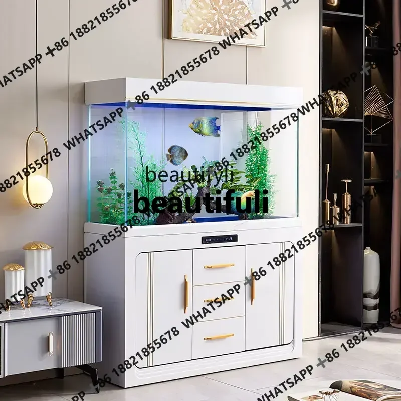 

zz1zzEcological Square Fish Tank Household Super White Glass Partition Screens Bottom Filter Change Water Lazy Fish Tank