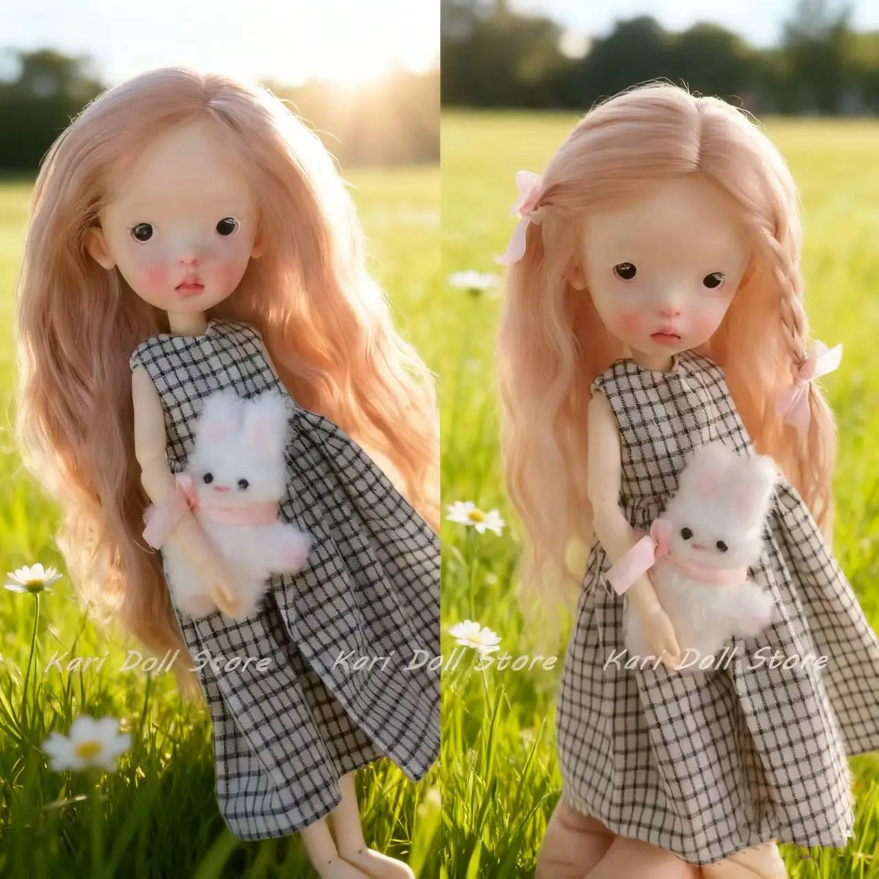 2026 Kari Doll Natural mohair hair Sunshine twin braids wigs for Landazz Landoudou Doll 16cm head circumference