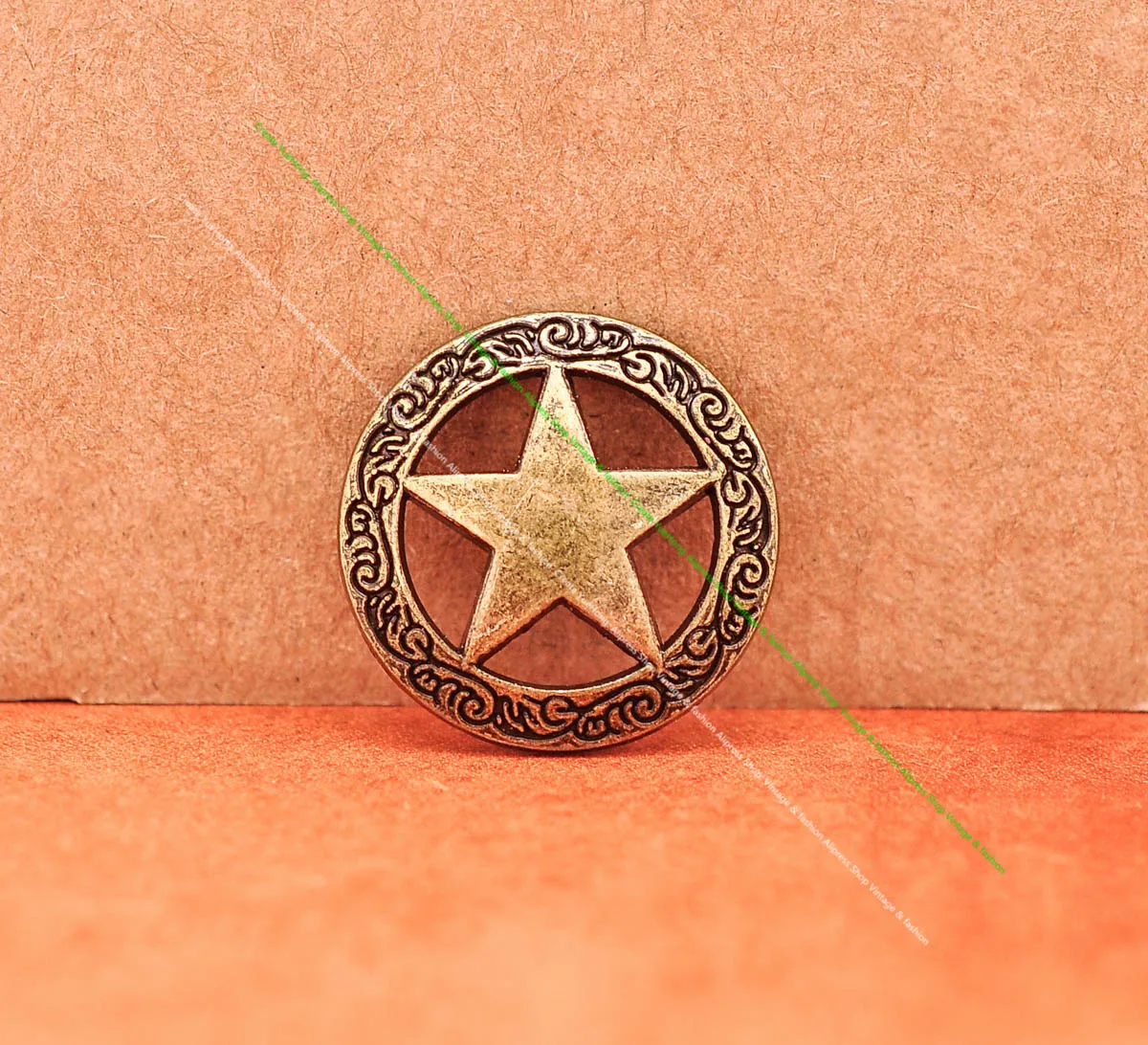 30Pcs 19mm Antique Brass Flower Carved Texas Ranger Star Western Saddle Tack Leathercraft Belt Conchos Screwback 1-1/4