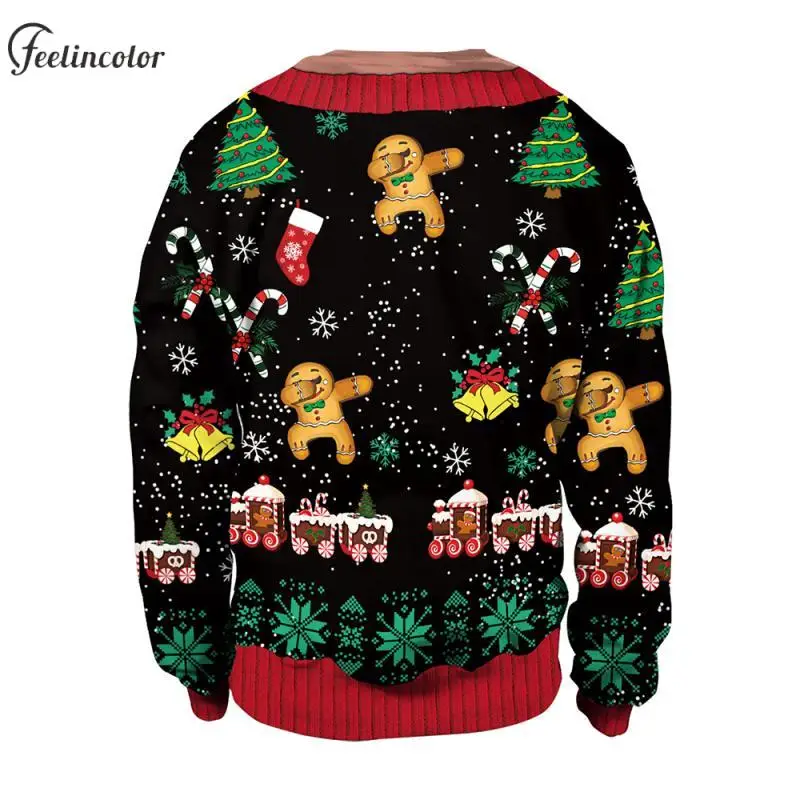 Fake Two-Piece Sweater 3D Print Men Ugly Christmas Sweatshirts Chest Hair Graphic Pullover Novelty Xmas Hoodies Unisex Clothes