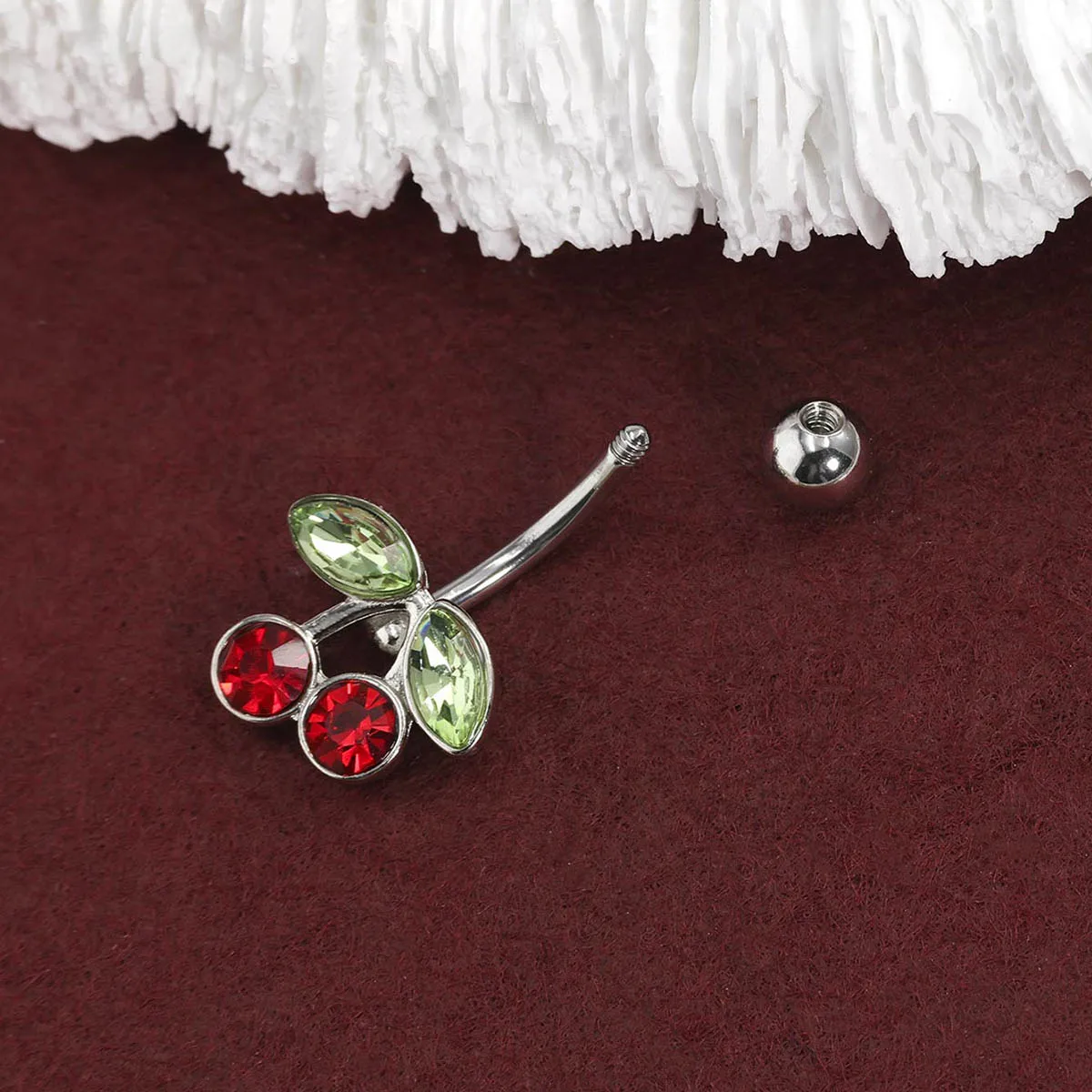 3 teile/satz Edelstahl Farbe Zirkonia Nabel Ringe Runde Schmetterling Herz Kirsche Formen Mode Körper Piercing Schmuck – Detail 5