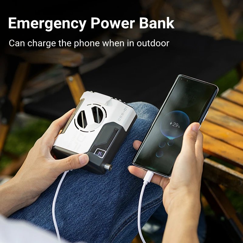 10000mAh Portable Hanging Waist Fan USB Air Conditioning Fan Rechargeable 5 Speed Wind Outdoor Sports Mini Air Cooling Clip Fan