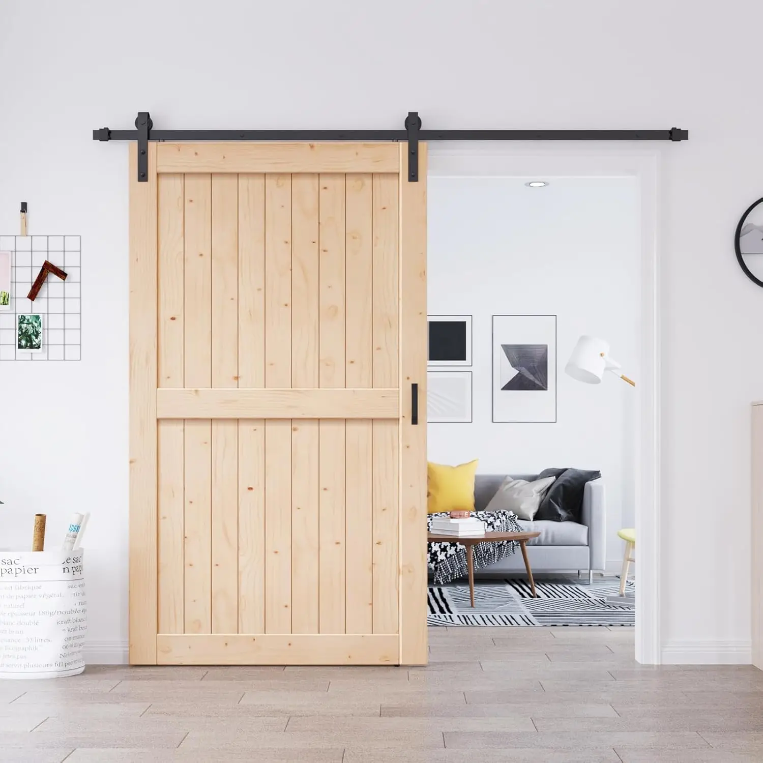 Barn Door Hardware Included & Handle,DIY Assemblely,Easy Install,Apply to Interior Rooms & Storage Closet,H-Frame