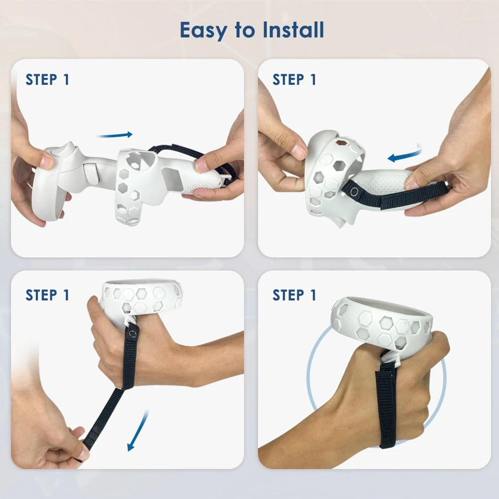 Силиконовый защитный чехол с ручкой VR для ремешка Oculus Quest 2, черный)_BSH