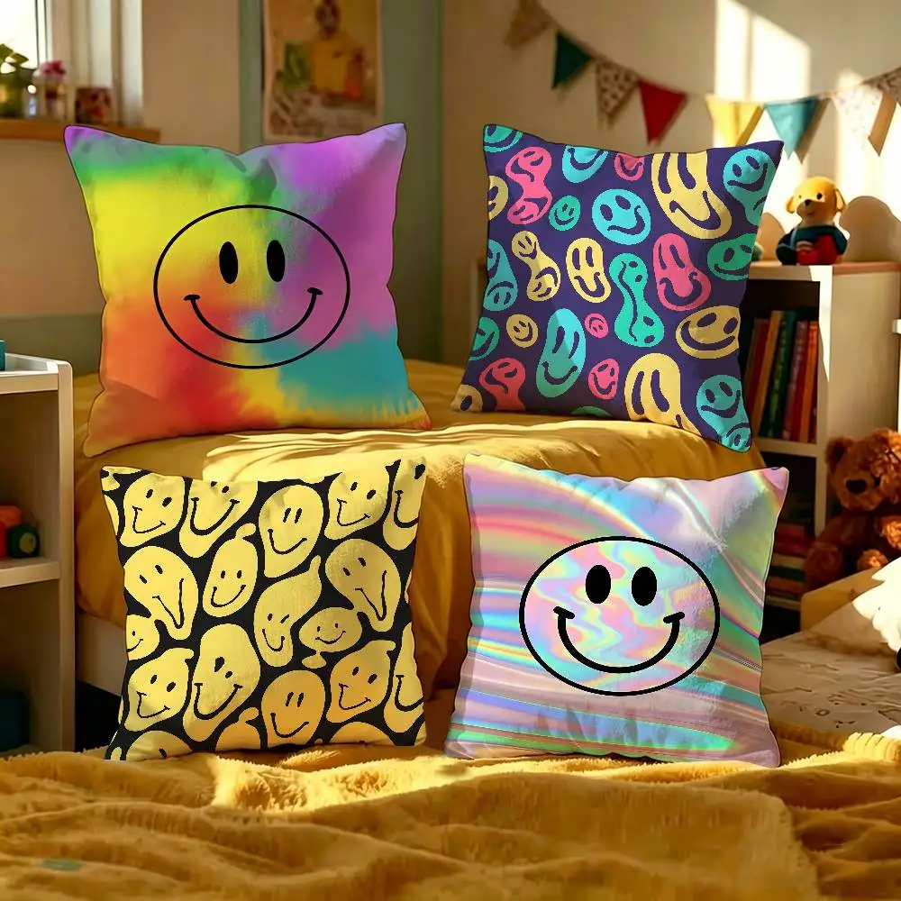 Smile Allover Bunt Cushion Cover Polyester Sofa Cushions Decorative Throw Pillows Home Decoration Pillowcover