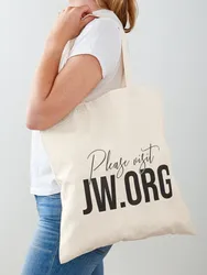 Please visit JW.ORG  Tote Bag  Reuseable Canvas Fashion Shopping Grocery School Femal Gril Women Personal