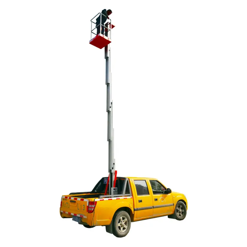 CE Approved 4m 6m 8m 10m  Vehicle Mounted Mast Ladder Lift Hydraulic Column Aluminum Alloy Electric One/Two Man Platform