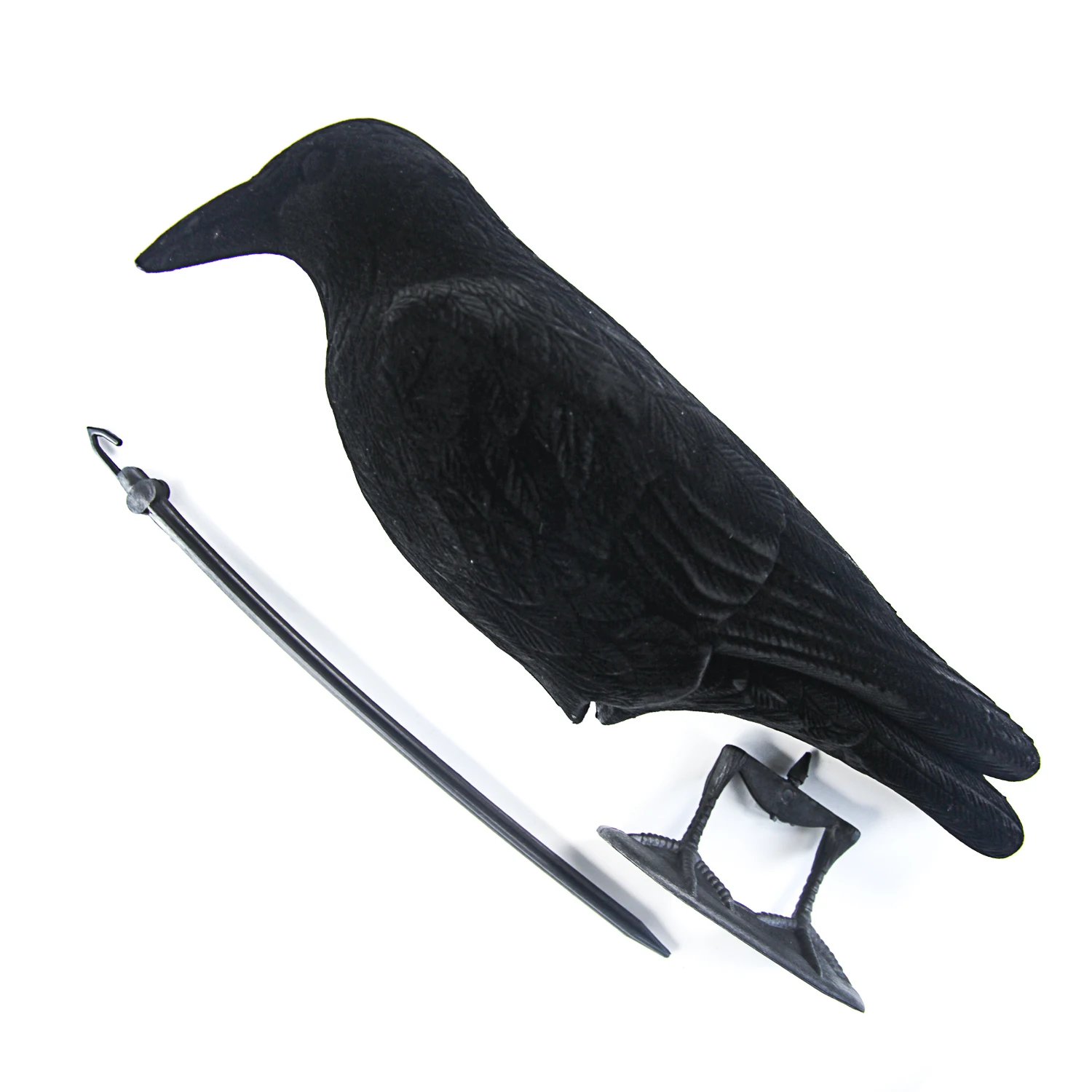 2PcsCrow Decoy Full Body Crow Decoy for Hunting Black Flocked Crow Decoy w/Feet Stake for Halloween Decor Yard Garden Decoration