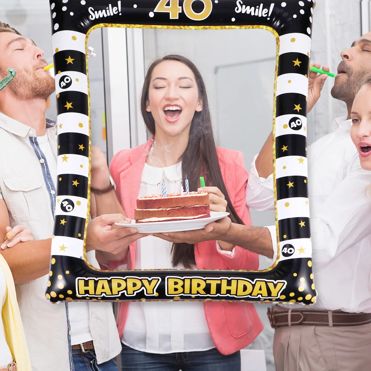 

1Pcs Inflatable Birthday Party PVC Photo Frame Festival Photo Prop Supply for Age 40 Celebration Birthday Party Supply