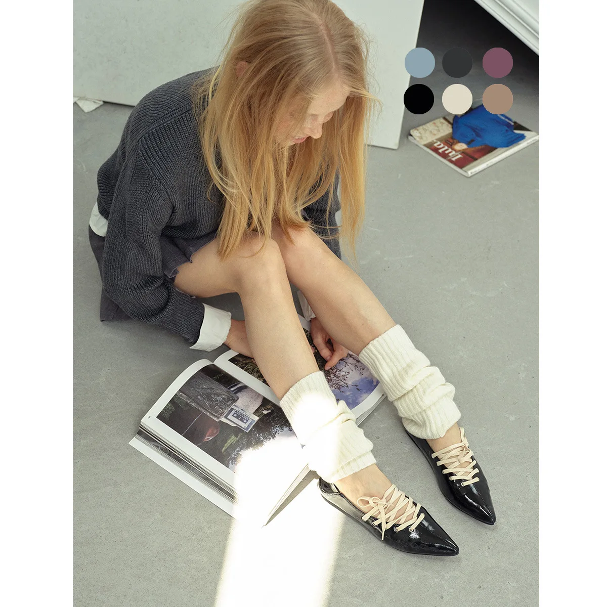 Wool Blend Knit Solid Color Leg Warmers for Women Winter Warm Basic JK Style Slouch Socks Outfit