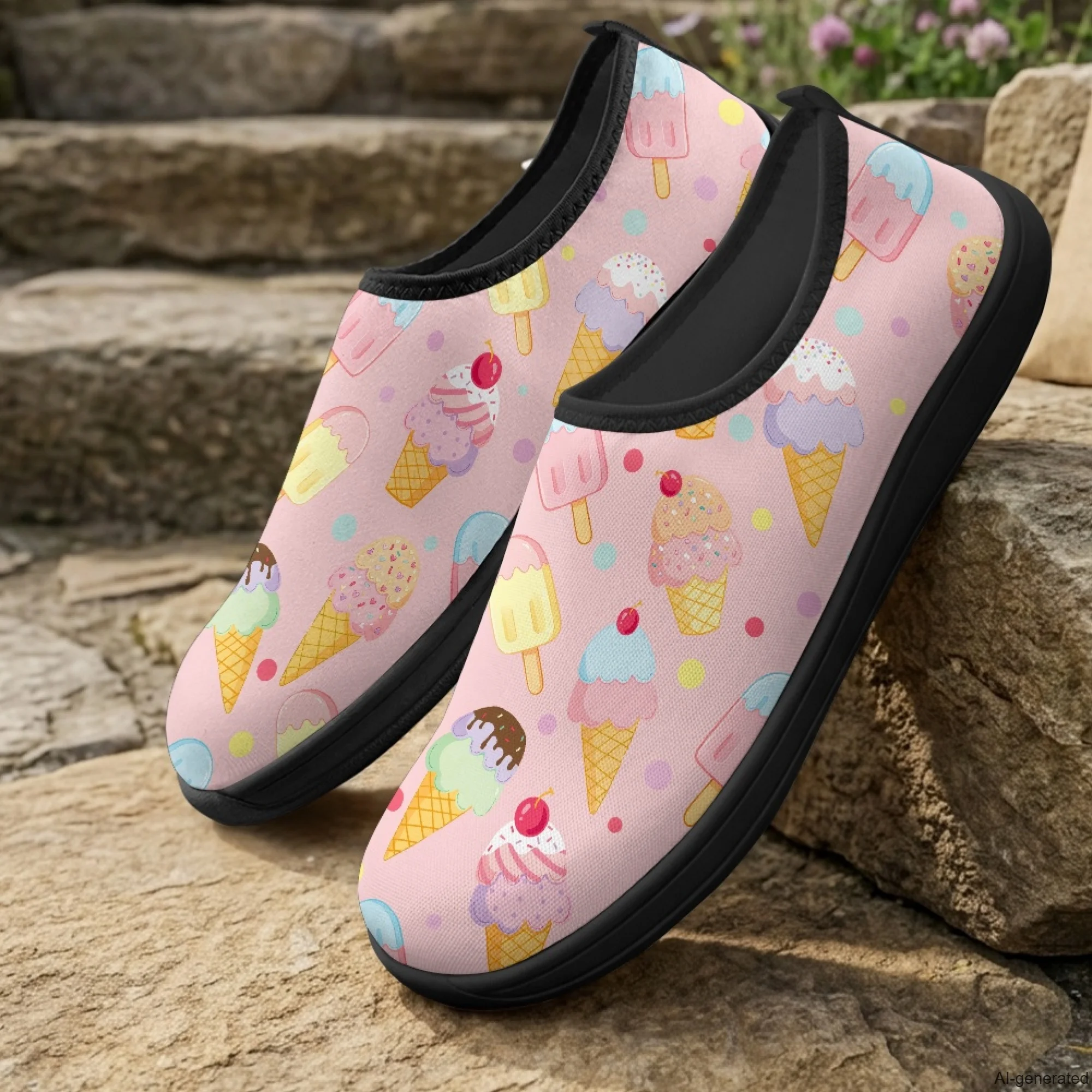 XIXIRIMIDO Running Shoes Slip-on Wide-toed Shoes Board Shoes Work Shoes Casual Shoe for Woman Male Nurse Shoes Ice Cream