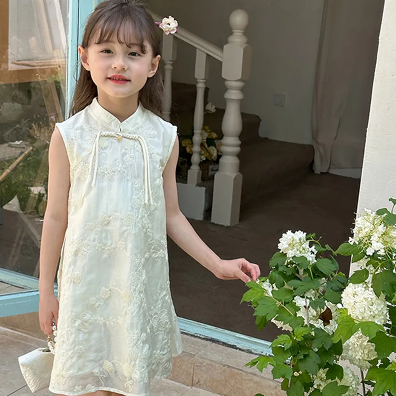 

Baby Girl Dress Children Chinese Style Sundress 2024 Summer New Baby Girls New Chinese Embroidered Fashion Comfort Dresses